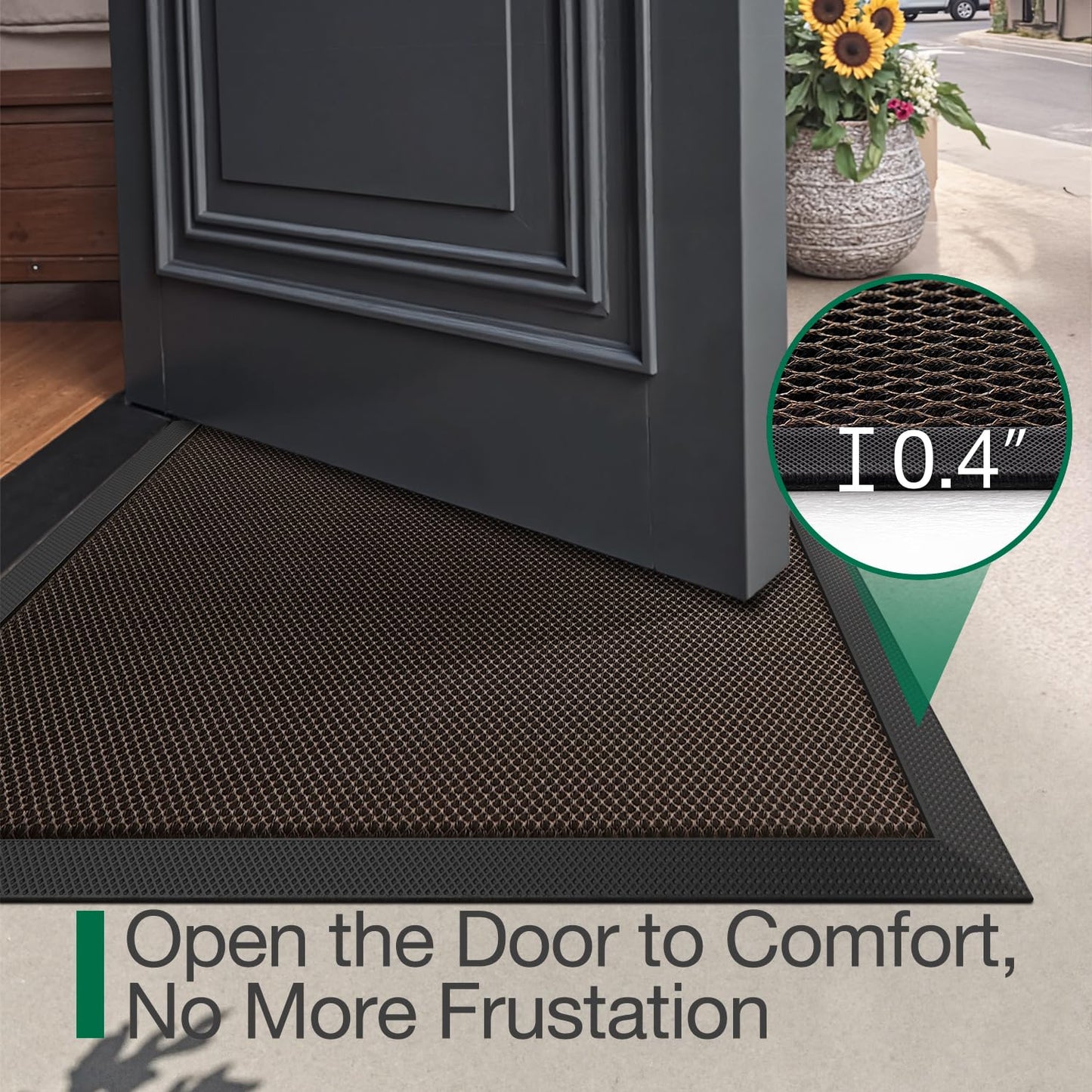 LUMI Front Door Mat for Outside Entrance 32''x47'', Heavy-Duty Dirt-Trapping Doormat with Durable Non-Slip Rubber Backing, Stain & Fade-Resistant Entry Mats, Brown