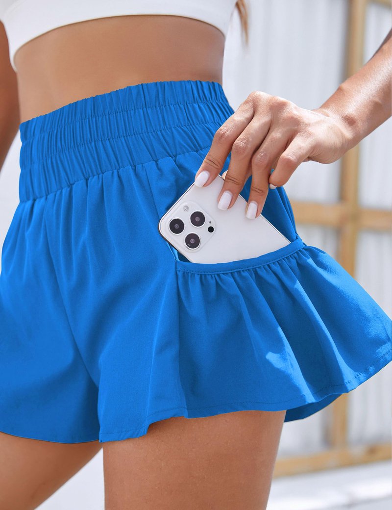 BMJL Womens High Waisted Shorts Athletic Running Shorts Workout Gym Quick Dry Flowy Shorts with Pockets(M,Royal Blue)
