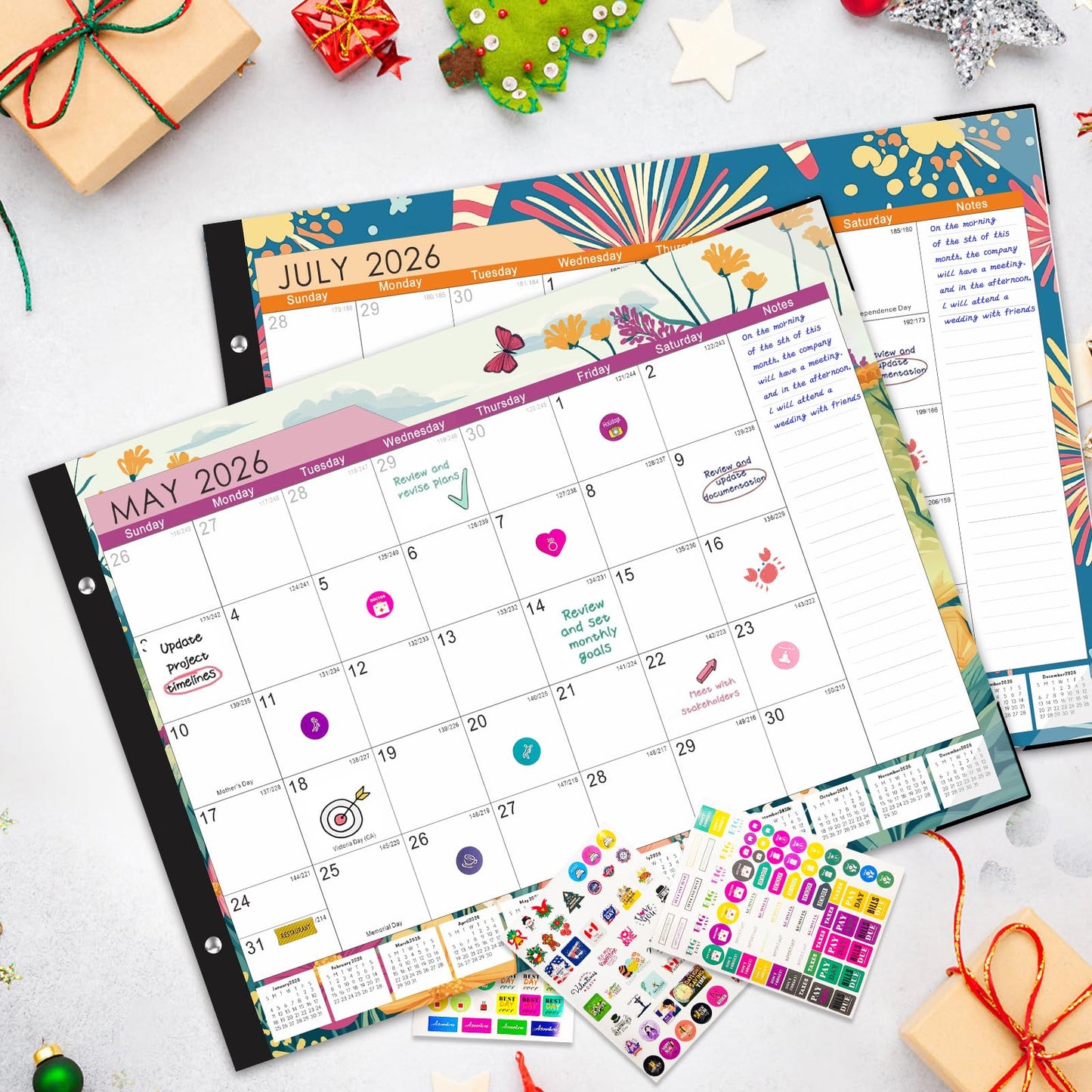 Gannyfer Desk Calendar 2026-2027, 18-Month Large Desk Calendar, Use Now Through June 2027, 22" x 17" Desktop Pad Calendar, Perfect for Your Home, School, or Office (6 Stickers Included)