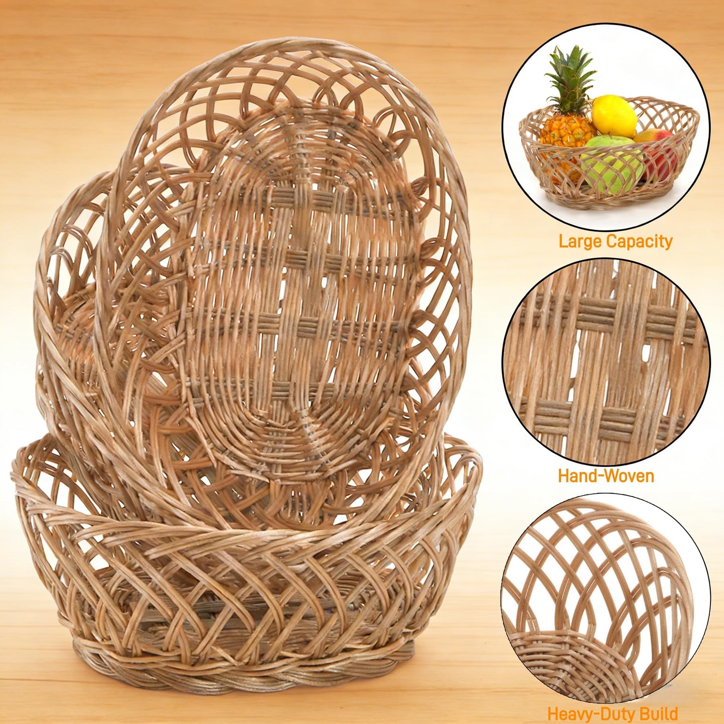 YIMITEE 10 Pack Plastic Oval Basket, 10"x7.5"x4" Wicker Bread Basket Bin, Small Empty Food Fruit Storage Serving Bowl, Gift Basket Bulk for Kitchen Restaurant Party Centerpiece Display Christmas