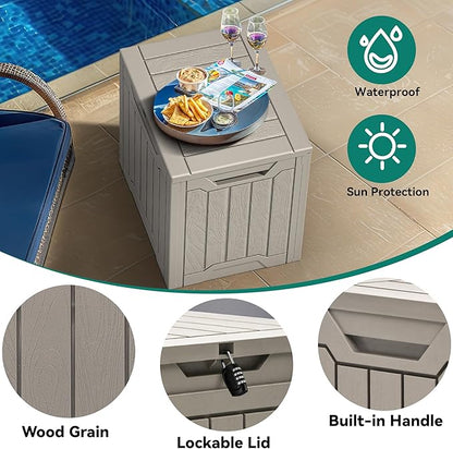 YITAHOME Outdoor Resin Storage Box 31 Gal, Water-resistant Patio Deck Box Outdoor Storage Box for Pillows, Garden Equipment, Securely Lockable, Light Brown