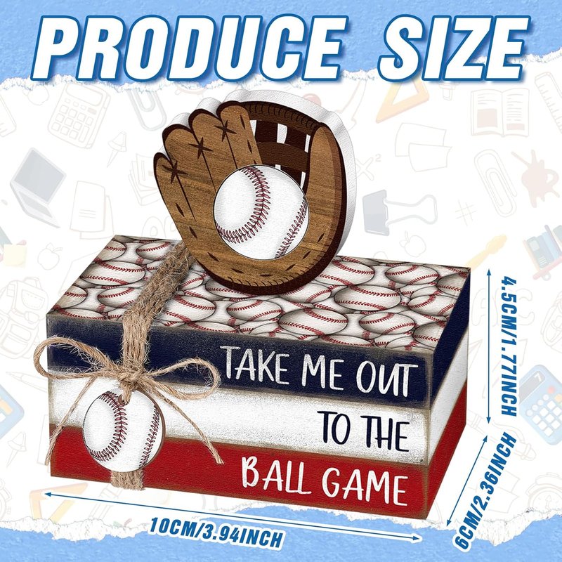 Baseball Decorations - 5 Pcs Mini Wooden Centerpieces for Farmhouse Tiered Tray | Sport Party Decor 2026
