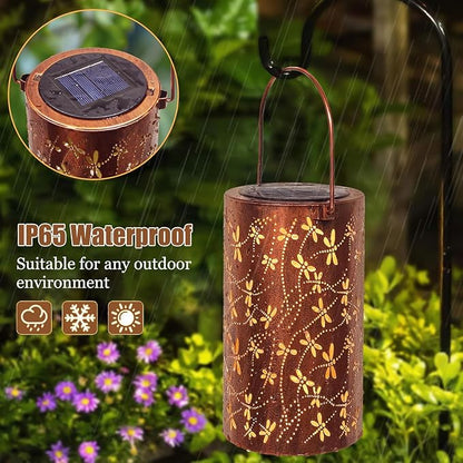 Solar Lanterns Outdoor Waterproof Dragonfly Lantern Garden Decor Birthday Christmas Gifts for Women Mom Grandma Hanging Solar Lights Metal Halloween Decorations Outside for Yard, Patio, Porch