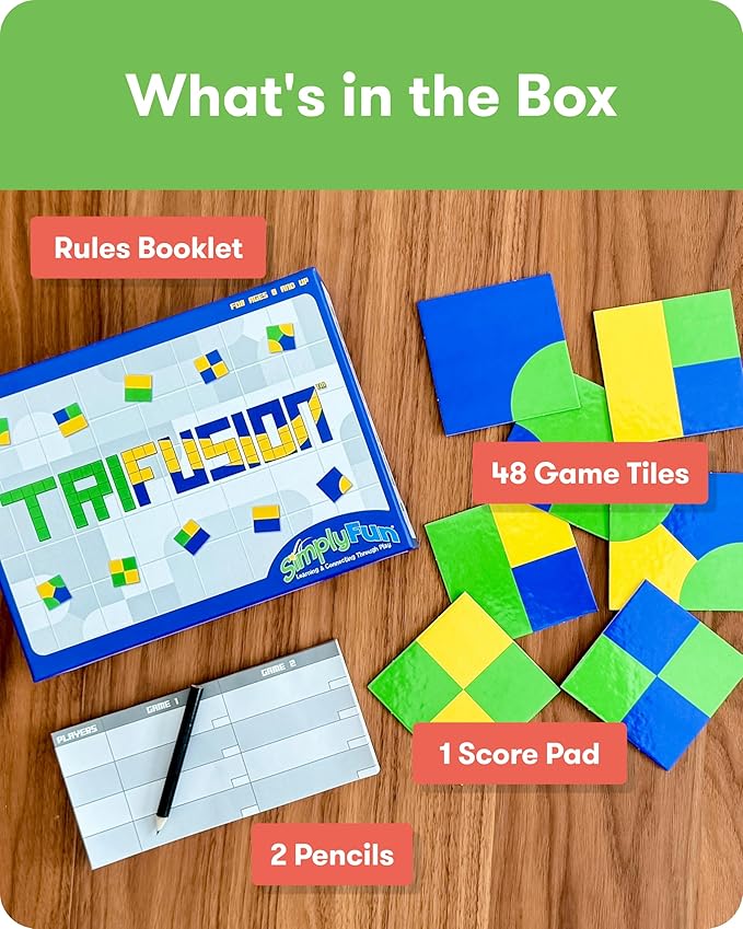 SimplyFun Trifusion – Visual Mapping Strategy Board Game for Kids 2-4 Players Ages 8 and Up – Spatial Reasoning Pattern Recognition &amp Planning – 30 Min Playtime – STEM Board Game