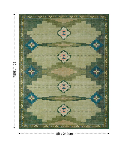 YIHOUSE Mid Century Modern Rugs for Living Room, 8x10 Green Rug No-Slip Southwestern Large Area Rug Washable Rugs for Bedroom, Dining Room