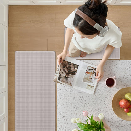 StepAura Kitchen Mats for Floor 2 Piece - 17"x29"+17"x59" Anti Fatigue Mats for Kitchen Floor - Non Slip Cushioned Rugs for Standing - Ivory