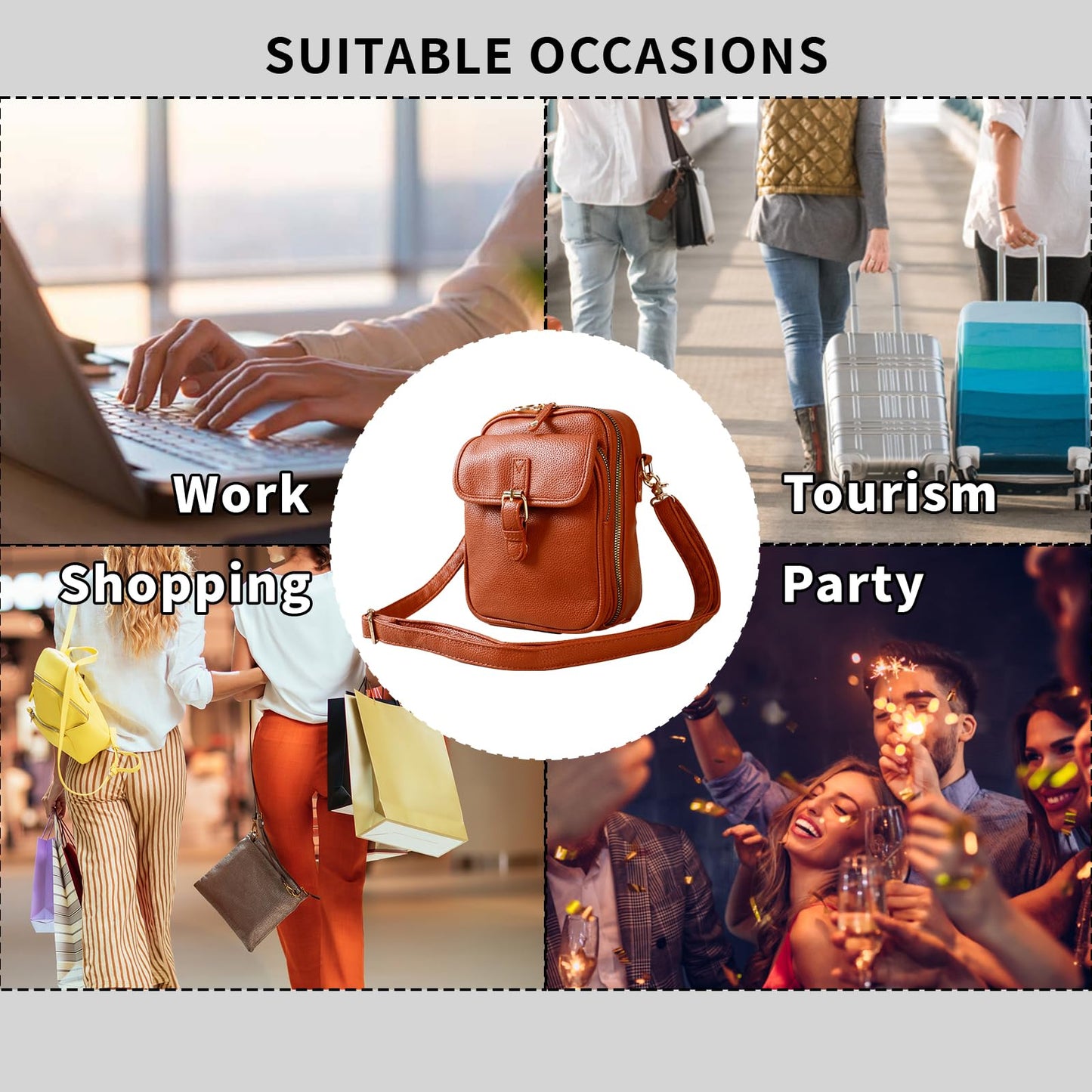 Leather Crossbody Bag for Women - 2025 Vintage Anti-Theft Messenger Bag with Double Layer Large Capacity, Built-in Purse Card Slots,Retro Faux Leather Shoulder Sling Bag for Travel (Brown, Large)