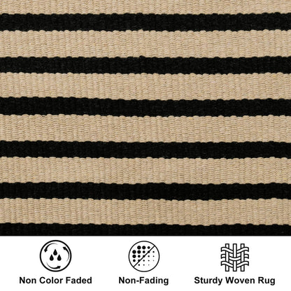 LEEVAN Outdoor Patio Rug 3x5, Washable Black and White Outdoor Rug, Outside Welcome Mat Striped Porch Door Mat Outside Entrance Layered Indoor Doormat