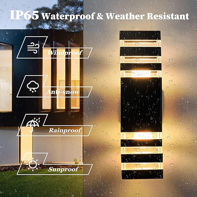 4Pack 15inch Outdoor LED Wall Lights,4000K Day White Outdoor 18W Wall Light Aluminum Body Waterproof IP65 led Porch Light for House Patio Garage Garden.(No Sensor)
