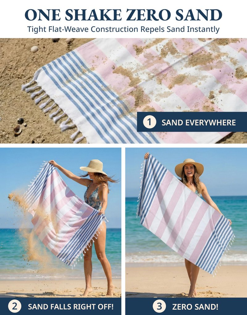 Lane Linen Beach Towels 12 Pack - Oversized & Pre-Washed Large Beach Towel Set - Stylish Pool Towels For Adults, Quick Dry, Soft & Lightweight Lightweight Travel Towel Pack, 39"x71" - Seaside Symphony