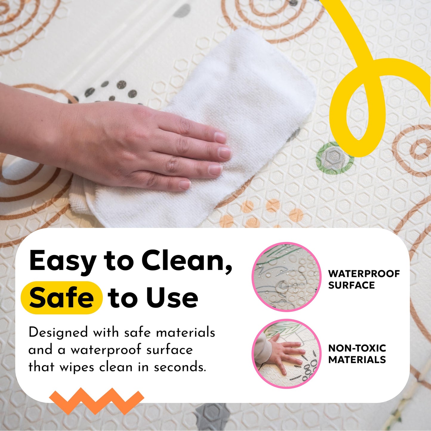 Miotetto Foldable Baby Play Mat – 78"x59" Non-Toxic, Reversible, Waterproof, Portable Baby Mat for Floor, Foam mat for Easy Storage & Travel, Large playmat for Kids, Floor mat for Any Playroom