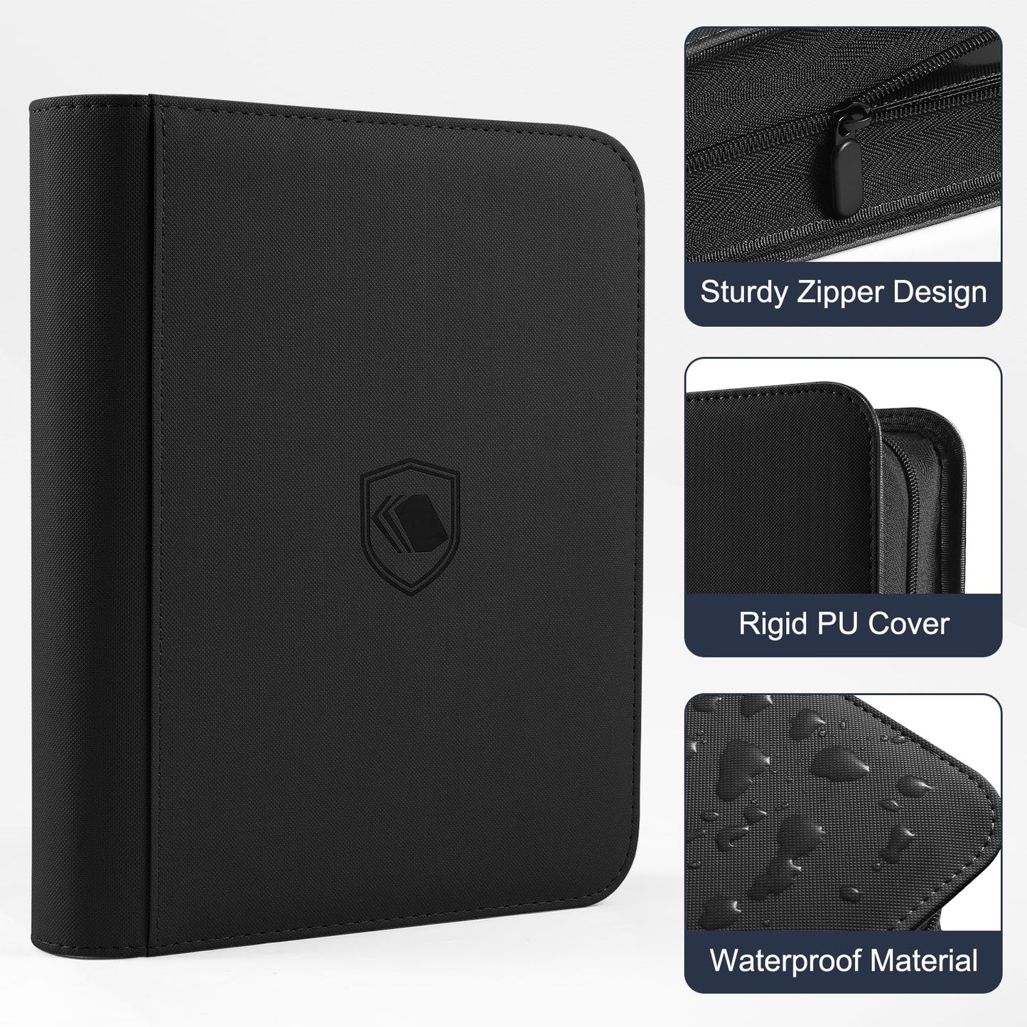 Toploader Binder, Holds 160 Toploaders, 100 Toploaders INCLUDED, 4-Pocket PU Cover Top Loader Binder for 3" x 4" Rigid Toploader, Ringless Double-Sided Toploader Card Binder for TCG, Sport Cards