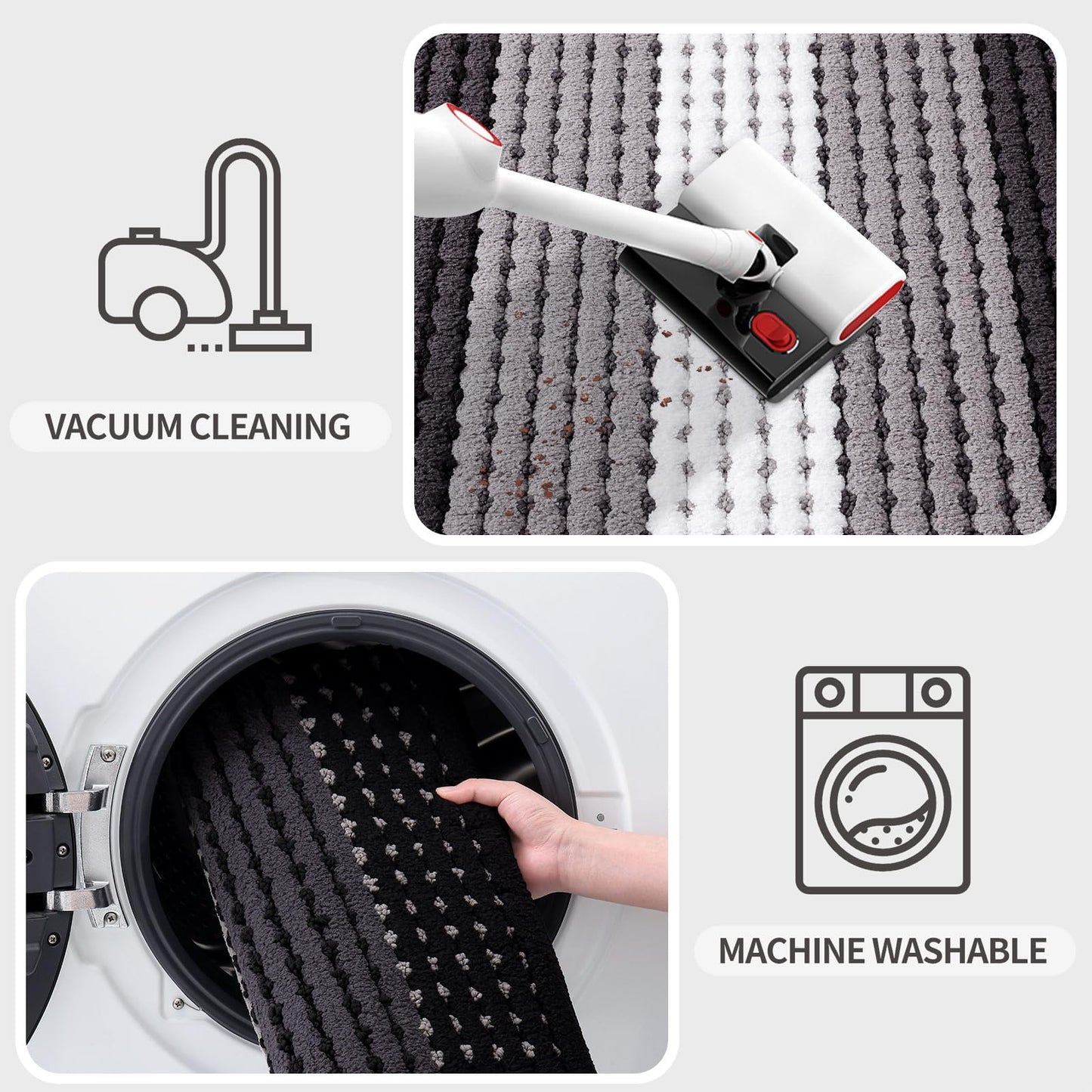 Kitinjoy Indoor Outdoor Door Mat, 40x32 Non-Slip Absorbent Dirt Trapper, Low-Profile Washable Inside Entrance Front Floor Mat, Sturdy Soft Entry Dotted Ombre Doormats for Entryway, Black