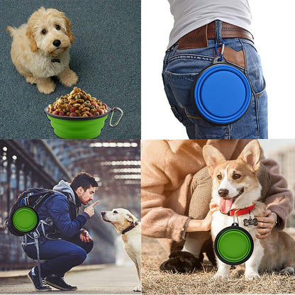 Large Collapsible Dog Bowls, 34oz Travel Water Food Bowls Portable Foldable Collapse Dishes with Carabiner Clip, 2 Pack (Purple+Red)