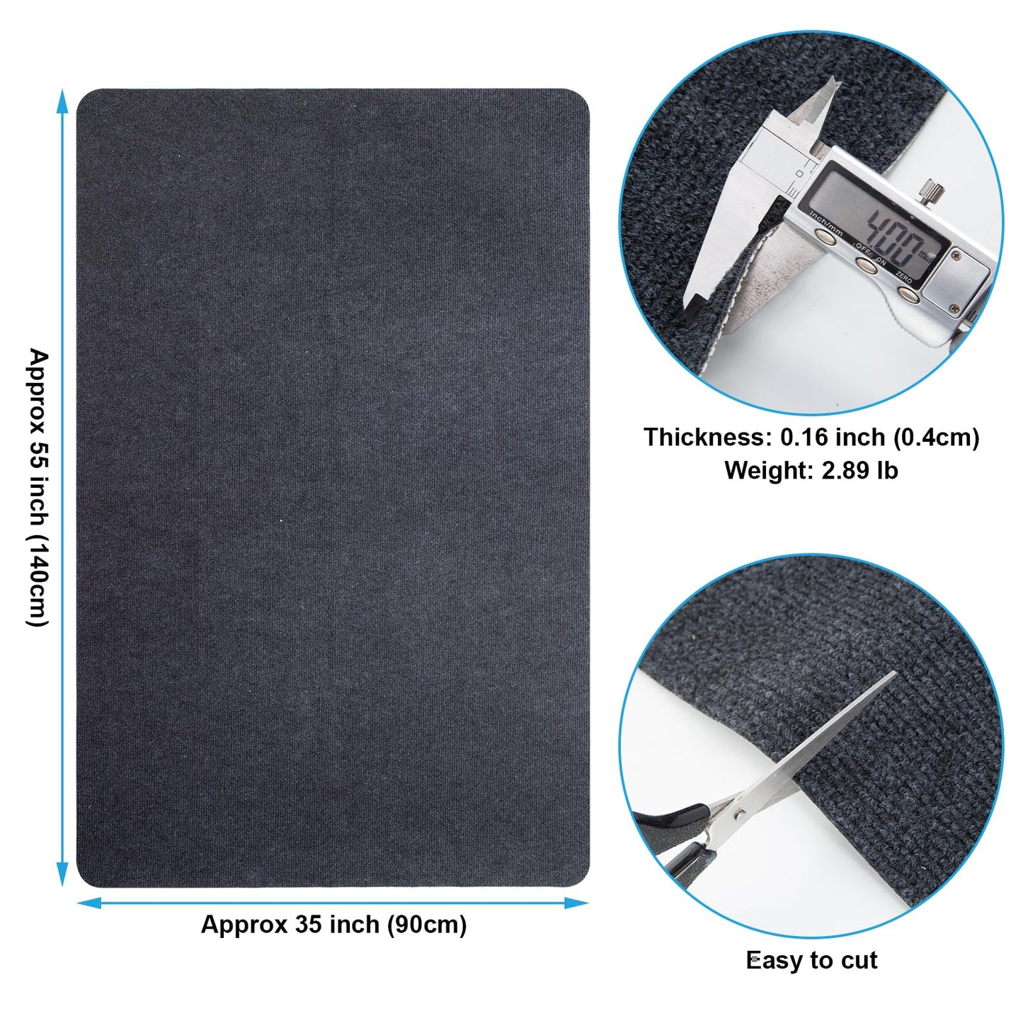 Office Chair Mat for Hardwood Floors - 55"x35" Anti-Slip Large Computer Gaming Chair Mat - for Office Home Gym Wood and Tile Floor, Easy Clean Floor Protection Office Rug - Dark Grey