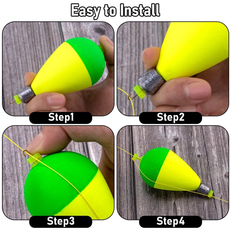 Dr.Fish 5 Pack Weighted Fishing Bobbers Snap-on Spring Bobbers Push Button Floats EVA Foam Pear Shape Bass Freshwater Fishing for Crappie Panfish Bluegill Trout 2" Red/Fluorescent Yellow