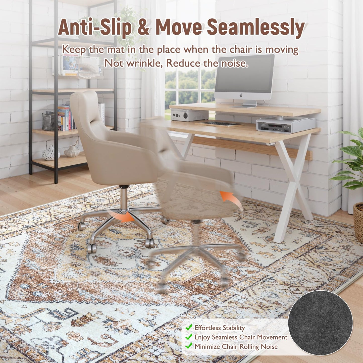 Anidaroel Home Office Chair Mat for Hardwood Floor, 8x10 Under Desk Rug for Rolling Chair, Desk Mat for Chair, Gaming Chair Mat, Anti-Slip Backing Large Floor Protector Rug for Home Office