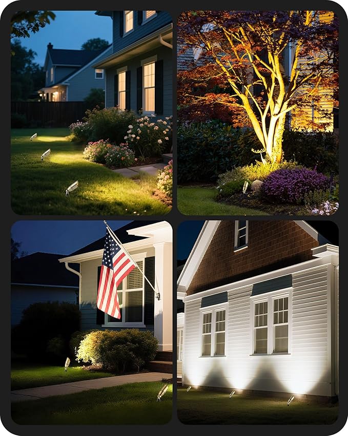 EDISHINE Solid Brass Landscape Spotlights, 12V LED Low Voltage Landscape Lights, 3CCT MR16 Bulb Included, Bronze Heavy Duty Waterproof Spot Lights,Outdoor Lighting for Garden Yard Tree, 4 Pack