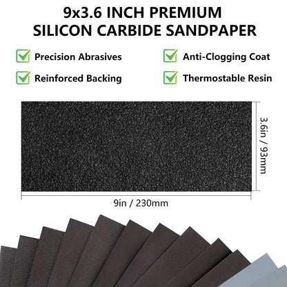Sandpaper 150 Grit, Wet Dry Sanding Sheets 9 x 3.6 Inch for Wood Furniture Finishing, Metal Sanding and Automotive Polishing,21 -Sheet