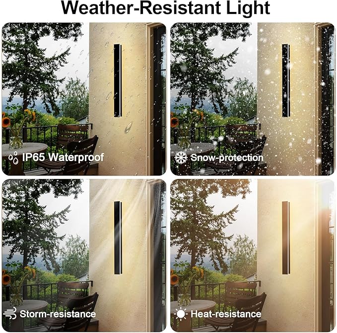 Modern Outdoor Wall Light 2 Pack 47IN, 2700K-6500K Dimmable Long Exterior Wall Light Fixtures IP65 Waterproof Black Outdoor Wall Sconce for Garage, House