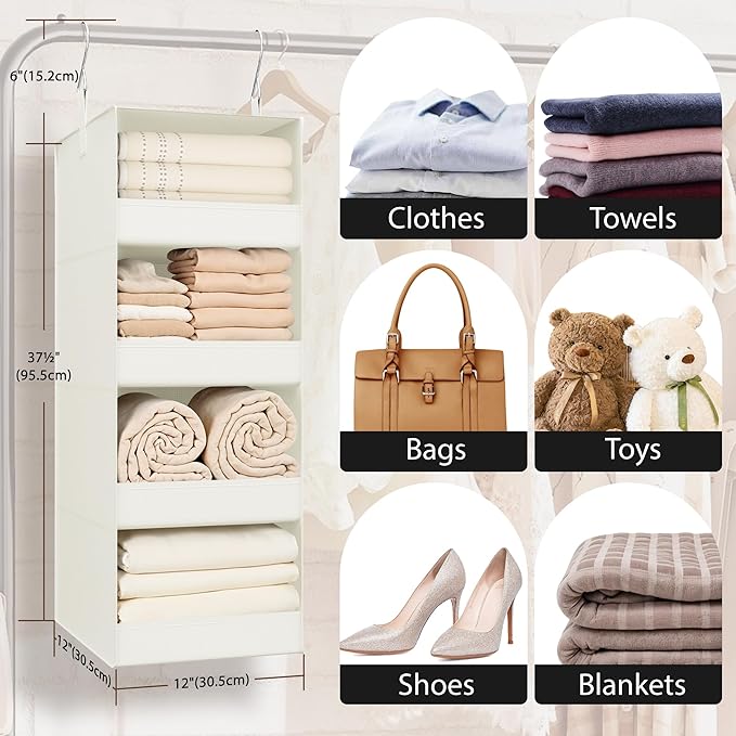GRANNY SAYS 4-Shelf Hanging Organizer, Closet Hanging Shelves, Closet Hanging