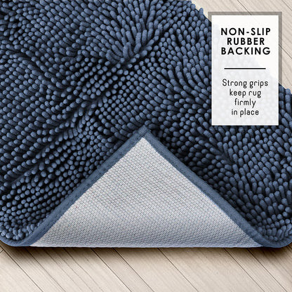 Hearth & Harbor Bathroom Rugs, Chenille Bath Mat - Machine Washable Bath Mats for Bathroom Non-Slip Backing Rubber, Quick Dry Bathroom Mat