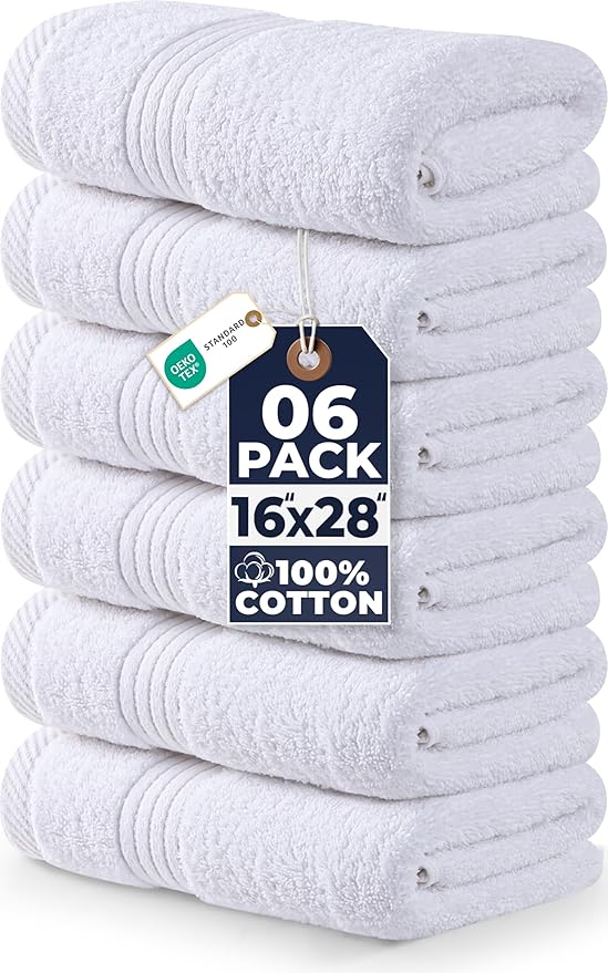 Utopia Towels 6 Piece Premium Hand Towels Set, 16 by 28 inches, 100% Ring Spun