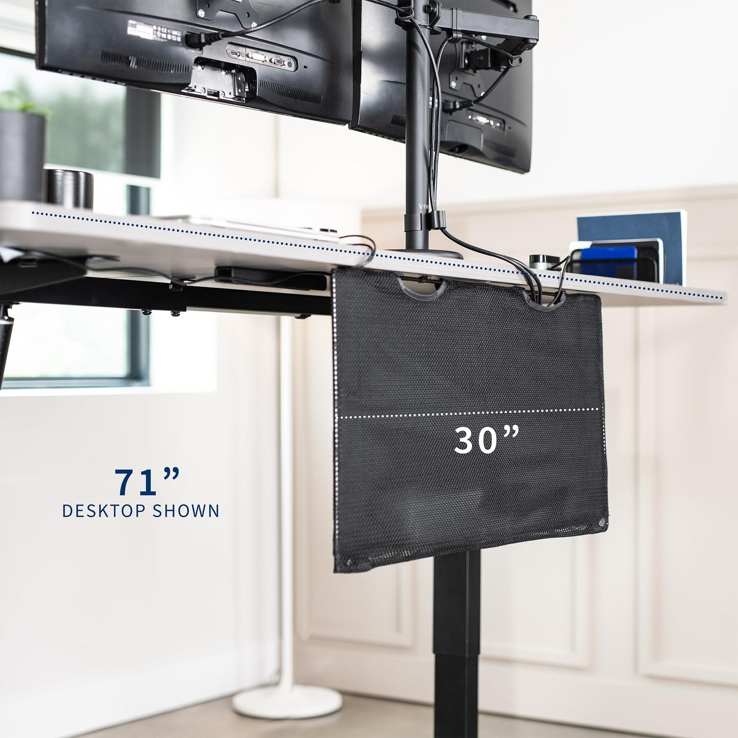 VIVO Black 30 inch Under Desk Privacy and Cable Management Organizer Sleeve, Wire Hider Kit Panel System, DESK-SKIRT-30