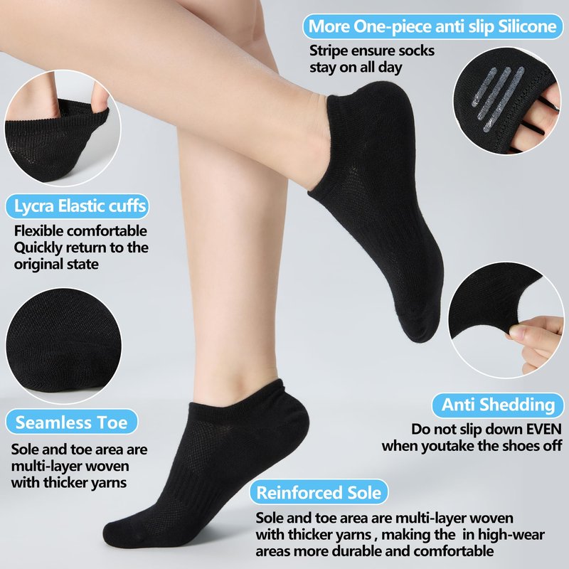 ATBITER No Show Socks Womens Non Slip, 6/12 Pairs Thin Low Cut Invisible Liner Ankle Socks
