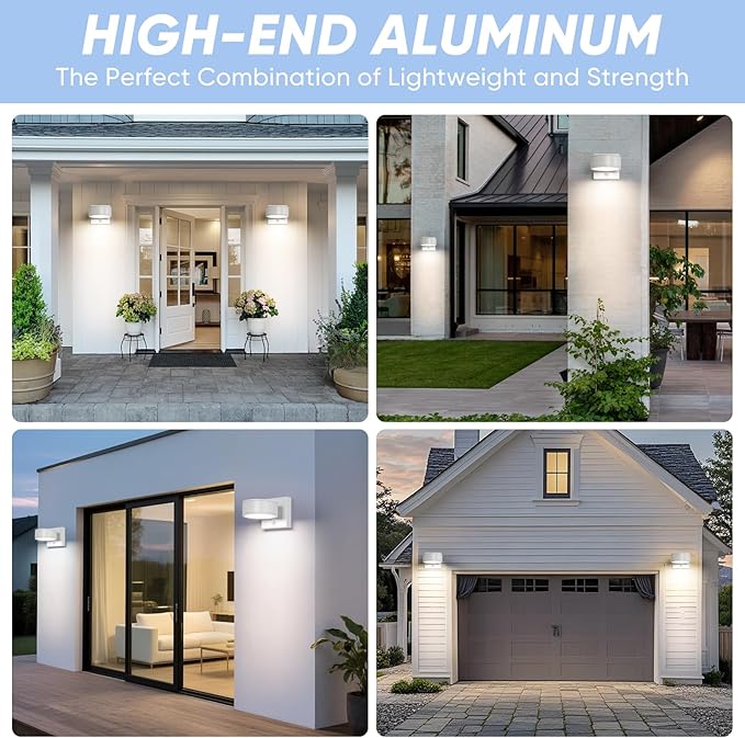 Motion Sensor Outdoor Lights with 3000K/4000K/5000K Adjustable, Aluminum White LED Outdoor Wall Sconce, Modern Outside Exterior Lighting Fixtures for Porch,House, Doorway, Garage,Front
