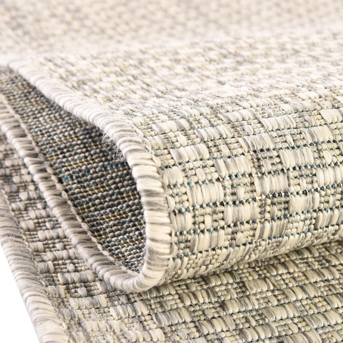 Unique Loom Collection Casual Transitional Solid Heathered Indoor/Outdoor Flatweave Area Rug (8' Square, Light Gray/Ivory)