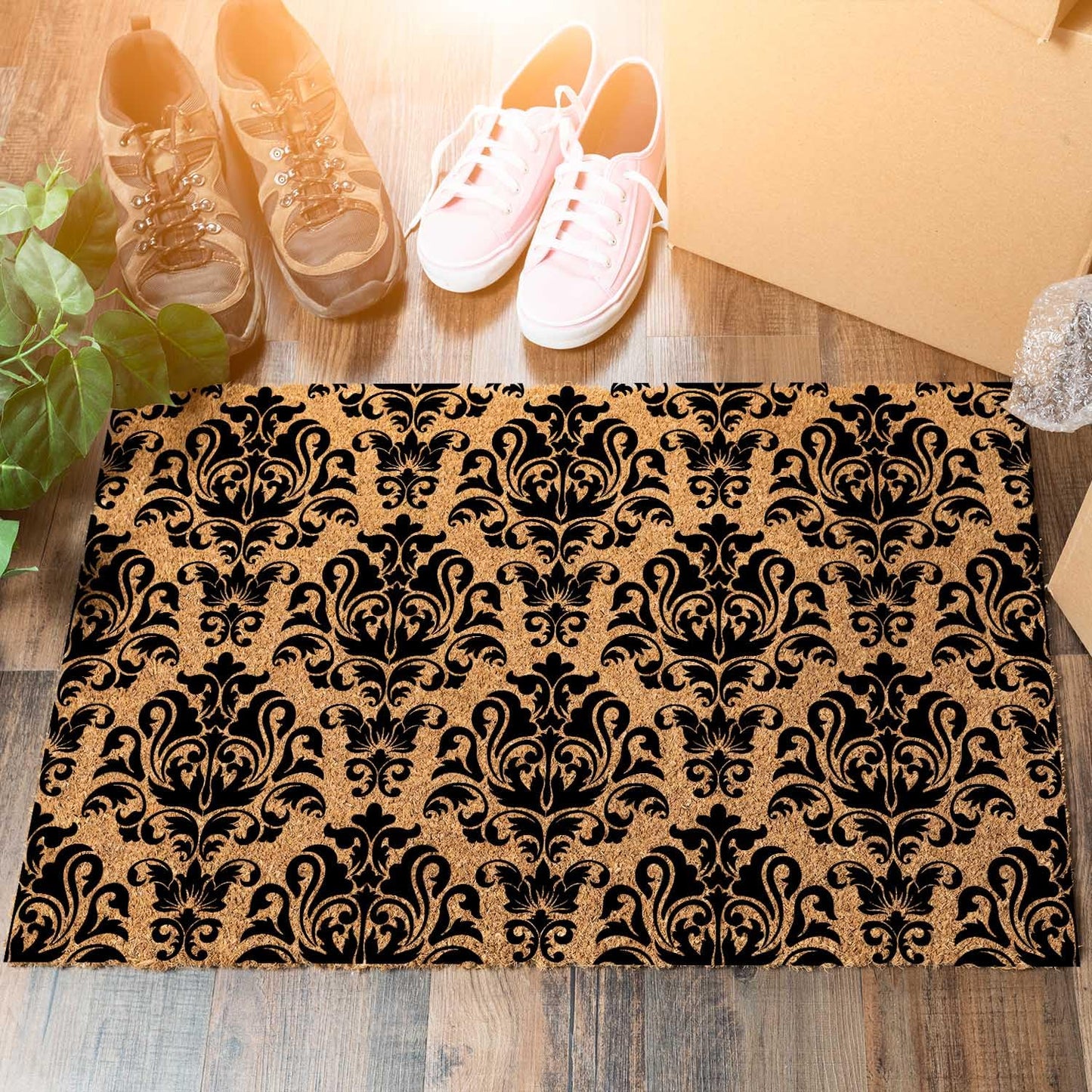 JiXianJu Funny Coir Doormat Tropical Flower Welcome Front Porch Decor Doormat for The Entrance Way Rugs with Heavy-Duty PVC Backing Non Slip Outdoor 23.6 x 15.7 inch