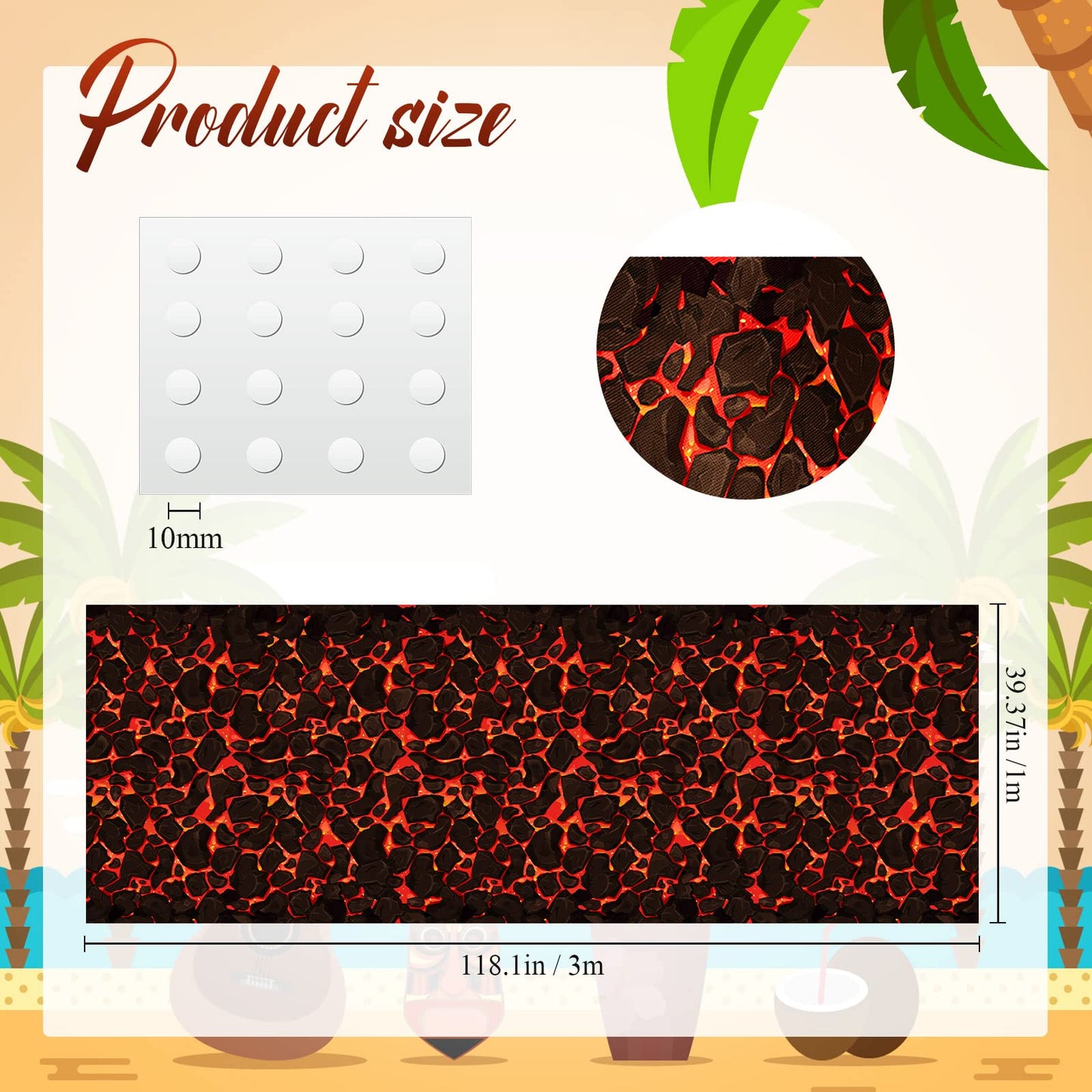 Pinkunn 24 Inch x 10 ft Plastic Hot Coals Runner Party Decorations Lava Themed Party Theme Tablecloth Runner Table Floor Cover for Fire Volcano Halloween Birthday Party Supply (1 Pc)