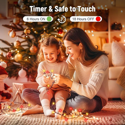 Minetom 328 Ft 1000 LED Christmas Tree Lights Outdoor Indoor String Lights with 8 Modes Waterproof Twinkle Xmas Light with Remote, Plug in Rice Lights for Tree Christmas Decorations, Red & Warm White