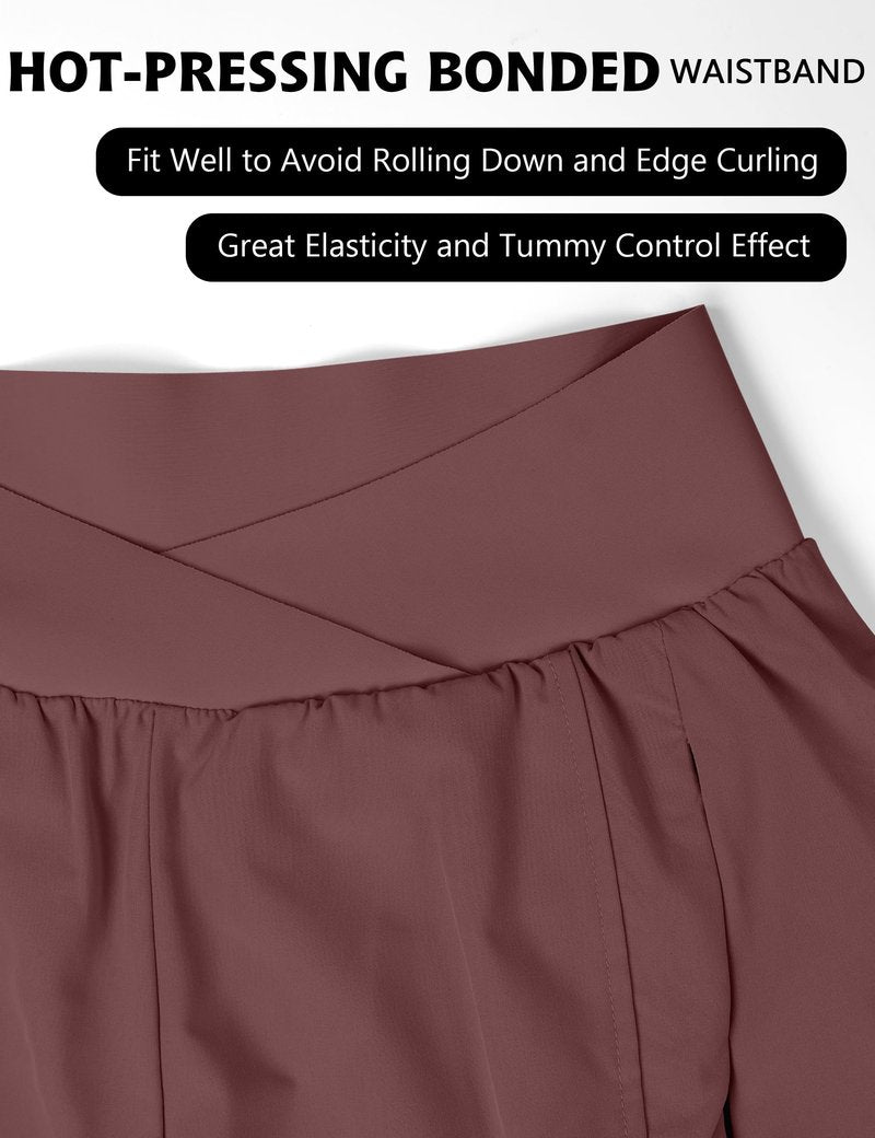 Blooming Jelly Women's Workout Shorts Athletic Running Casual Summer Quick Dry Gym Active Shorts with Zipper Pocket (Maroon,Large)