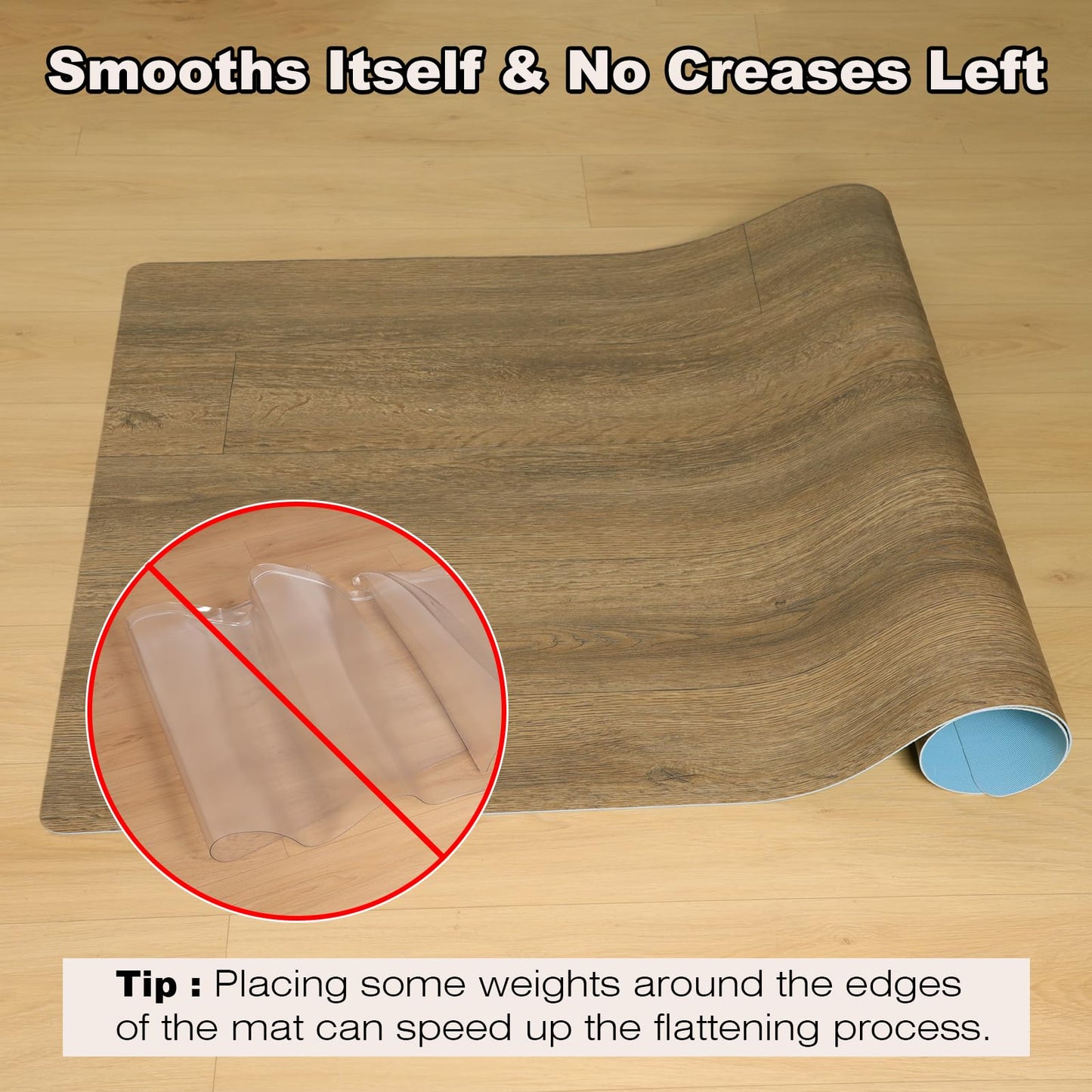 Wrinkle-Free 40"x 50" Office Chair Mat for Hardwood, Easy Glide Computer Chair Mat for Hardwood, PVC Chairs Floor Protector, Sturdy Desk Chairs Mats,Premium Floor Pad for Office, Floors Protector Mats