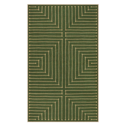 Lahome Neutral Geometric Green Easy Jute Rug, 3x5 Washable Entryway Front Porch Rug, Farmhouse Rhombus Non Slip Non Shedding Indoor Outdoor Carpet for Kitchen Balcony Laundry