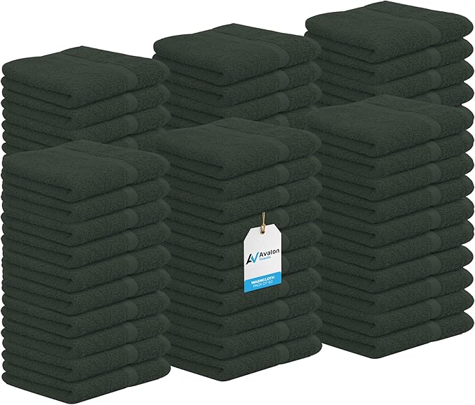 Avalon Towels Cotton Washcloths – Size 12x12 Inches, 100% Ring Spun Cotton