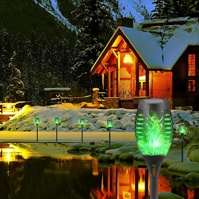 Solar Lights Outdoor, Solar Torch Light with Flickering Flame for Garden Decor, 20.5'' Small Size Solar Powered Garden Lights, Waterproof Flame Torches for Outside Patio Pathway Yard Decorations