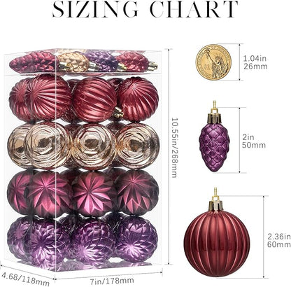 JORNOY Blue and Silver Christmas Tree Ornaments - 2.36inch/60mm Shatterproof Ornaments for Christmas Tree Set Plastic Decorative Hanging Balls Ornaments for Xmas Tree Decorations, 40ct (Jewel Tone)