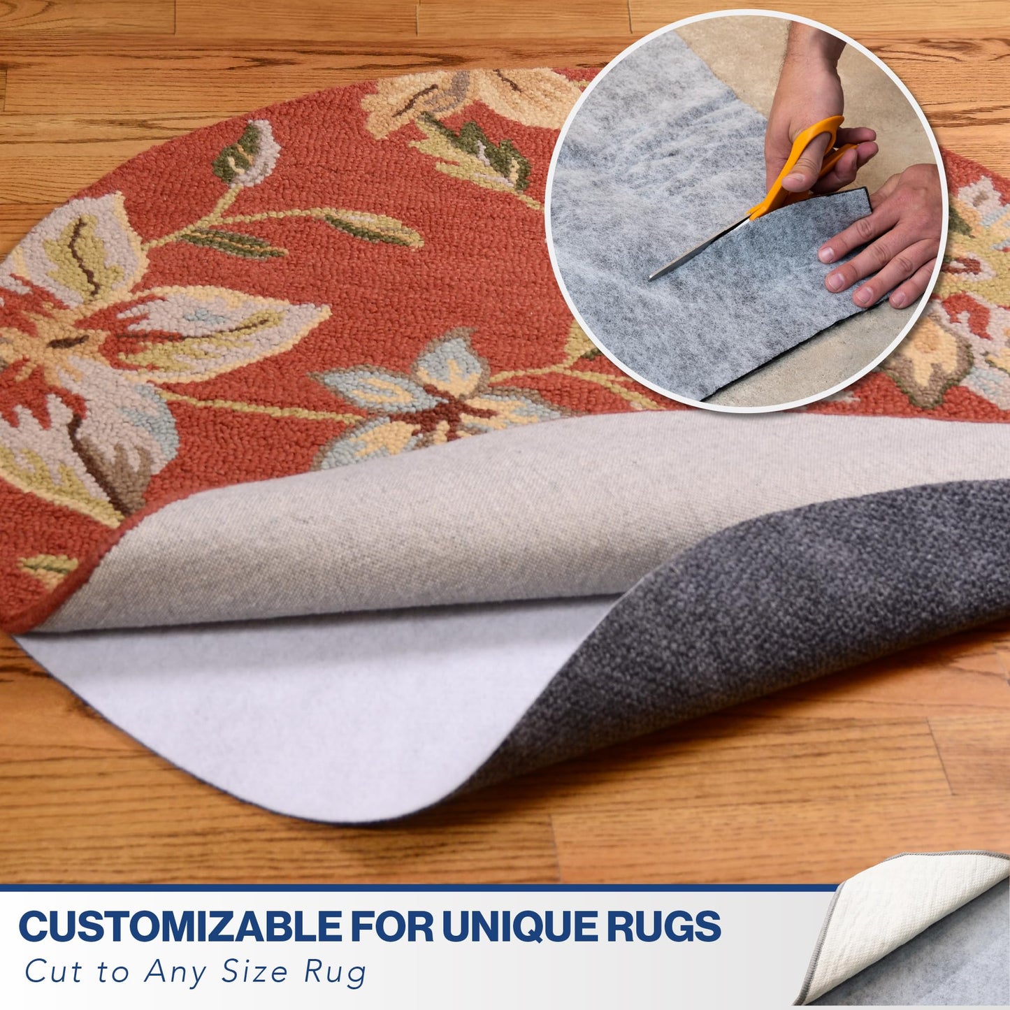 Teebaud 2' x 8' Non-Slip Rug Pad, Reversible Gripper, Non Skid Pads for Hardwood, Vinyl, Tile, Laminate Floors, Keep Area Rugs Secure, Natural Materials Safe for Indoor Flooring, ¼” Thick