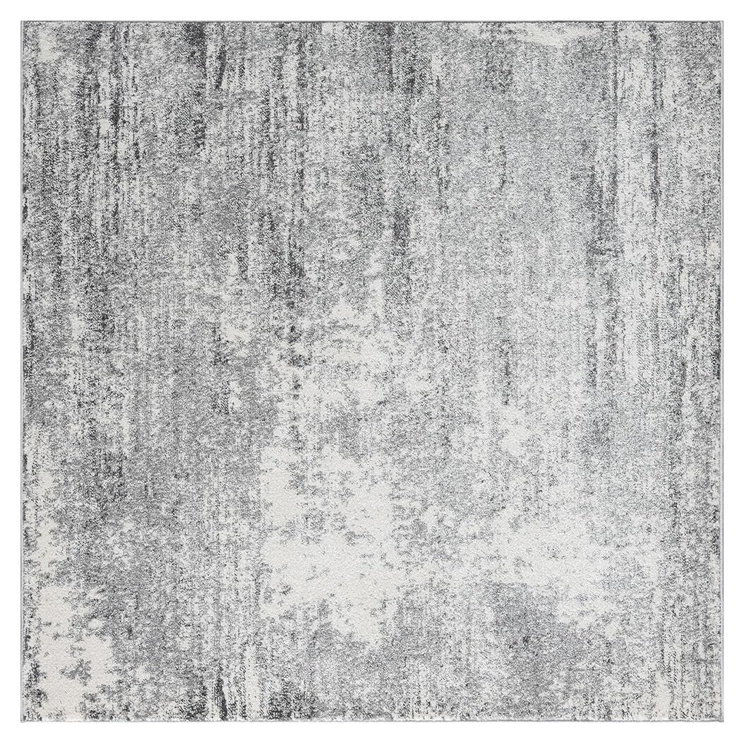 Keen Home Design Area Rugs - 63" Square Non-Shedding, Thick Pile Abstract Rugs for Kitchen, Living Room, Bedroom, Dining Room, Entryway - Size: 5'3" Square, Abstract Cream/Grey