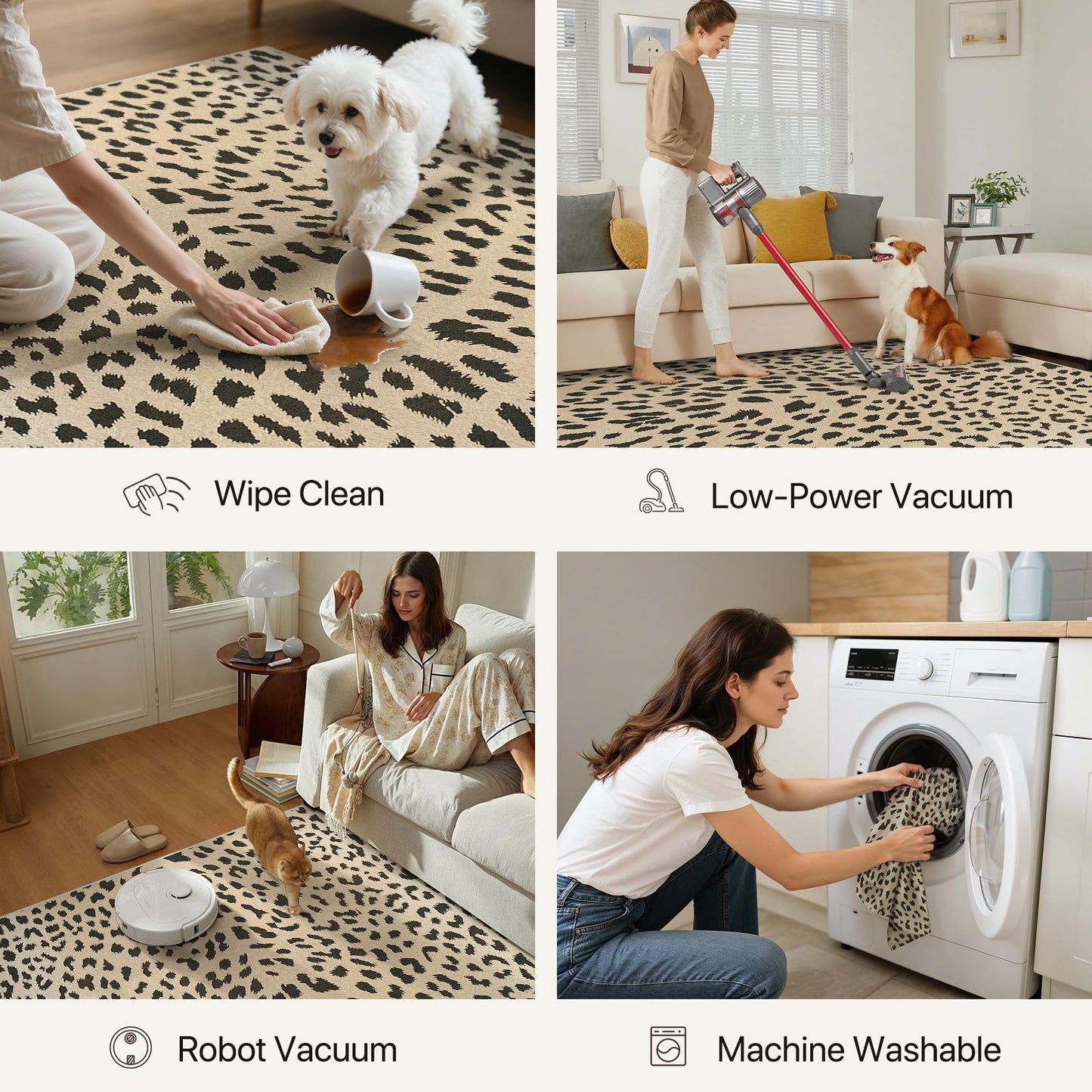 Bavni Leopard Rugs Cheetah Print Rug 5x7 Area Rugs Washable for Living Room Animal Rug Ultra-Thin Non Slip Cool Cute Girly Carpet Bedroom Dining Room Dorm Home Office, Light Brown