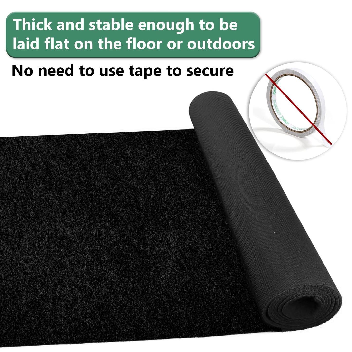 Black Carpet Runner Rug for Party and Event, Non-Slip TPR Rubber Backed Aisle Runway red Rug for Step, Proposal & Wedding Christmas Thanksgiving Decorations, Runway Rug for Prom(3 x 15ft, 450 GSM)