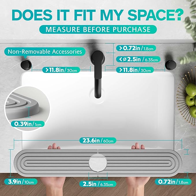 Stone Faucet Mat for Kitchen Sink – Diatomite Fast-Drying Stone Tray, Faucet