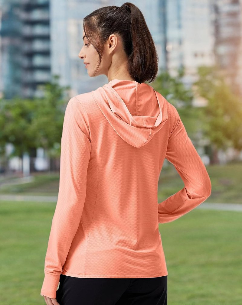 Women's UPF 50+ Sun Protection Hoodie Jacket - Lightweight Long Sleeve Outdoor Shirt with Pocket