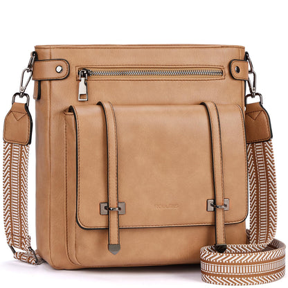 Roulens Crossbody Bags for Women,Multi Pocket Crossbody Purses Vegan Leather Shoulder Handbags Travel Purse Adjustable Strap