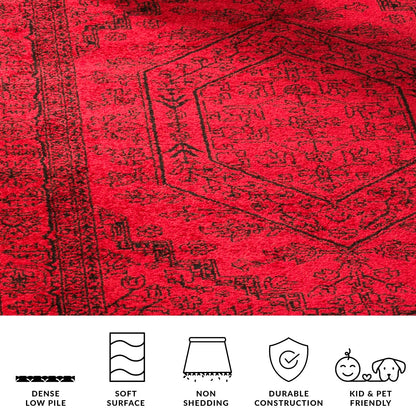 SAFAVIEH Adirondack Collection Area Rug - 6' Square, Red & Black, Oriental Medallion Design, Non-Shedding & Easy to Clean, Ideal for Living Room, Bedroom, Dining Space (ADR108F)