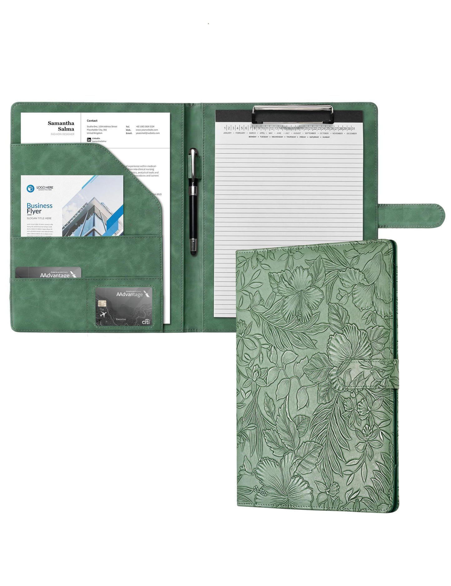 Clipboard Folder Padfolio, Mymazn Writing Portfolio Faux Leather Clipboards with Cover for Legal Pad Holder Letter Size A4 8.5 x 11 for Business Conference Notepad Clip Boards