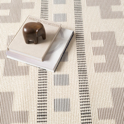 Revival Rugs Comb 5'x8' Area Rugs for Living Room Bedroom Dining Room - Washable, 100% Recycled, Oeko-TEX Certified, Modern, Medium Pile, Beige, Cream, Gray